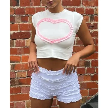 Cute Lace Trim Ruffle Shorts for Stylish Women