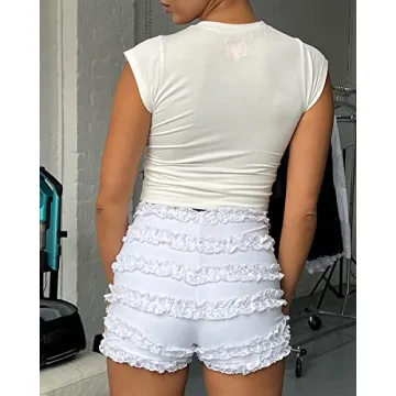 Cute Lace Trim Ruffle Shorts for Stylish Women