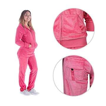 Gary Com Velour Sweatsuits for Women 2 Piece Zip Up Hoodies Tracksuits Solid Comfy Lounge Wear Causal Sportwear Joggers Outfits Pink 2X-Large