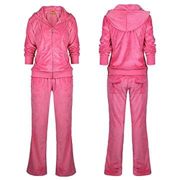 Gary Com Velour Sweatsuits for Women 2 Piece Zip Up Hoodies Tracksuits Solid Comfy Lounge Wear Causal Sportwear Joggers Outfits Pink 2X-Large