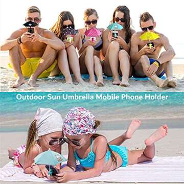 BEITESTAR Phone Umbrella for Sun, Cell Phone Umbrella Sun Shade, Umbrella for Phone with Universal Adjustable Piggy Suction Cup Stand, Sun Shade for Phone, iPad, iPhone, Kindle