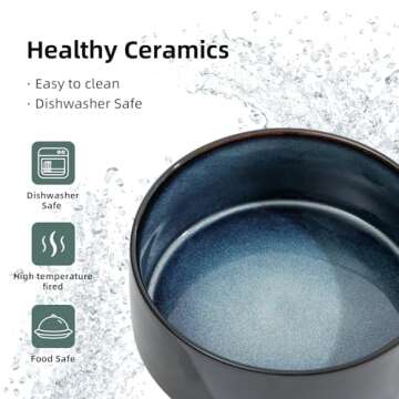 Havniva Ceramic Cat Bowls - Stylish and Non-Slip Set of 2