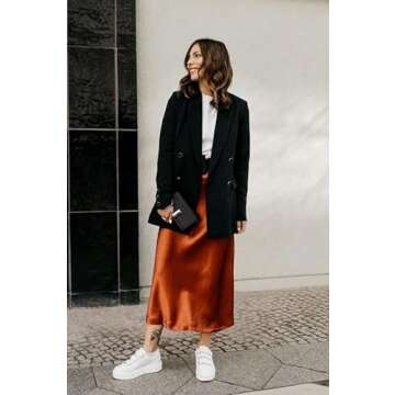 Zeagoo High Waisted Satin Skirt for Elegant Women