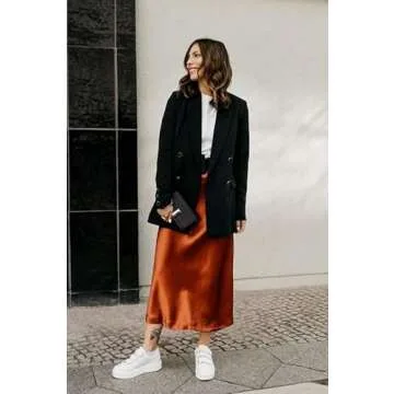 Zeagoo High Waisted Satin Skirt for Elegant Women