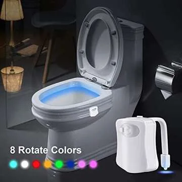 SUNNEST Toilet Night Light, Toilet Light with Motion Sensor LED 8 Colors Changing Toilet Bowl Light Bathroom Night Light for Washroom Cool Fun Gadgets Elderly Parents Gift Ideas, Fits Any Toilet