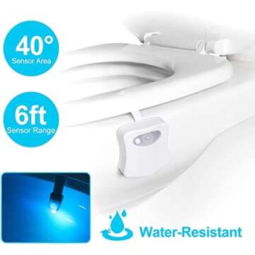 SUNNEST Toilet Night Light, Toilet Light with Motion Sensor LED 8 Colors Changing Toilet Bowl Light Bathroom Night Light for Washroom Cool Fun Gadgets Elderly Parents Gift Ideas, Fits Any Toilet