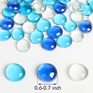 FUTUREPLUSX 1LB Flat Glass Marbles, Blue Mixed Gemstone Vase Fillers Beads Decorative Glass Pebbles Floral Fish Tank Rocks for Vases Table Scatter Aquarium Decor