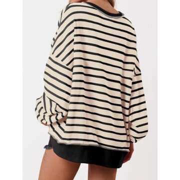 PRETTYGARDEN Oversized Striped Sweatshirt for Women