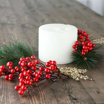 Factory Direct Craft Pine Sprigs, Berries and Gold Ice Sprays - Christmas Holiday Decorating Kit