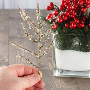 Factory Direct Craft Pine Sprigs, Berries and Gold Ice Sprays - Christmas Holiday Decorating Kit