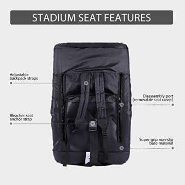 VIVOHOME Portable Reclining Stadium Seat Chairs for Bleachers with Padded Backrest and Adjustable Ar...