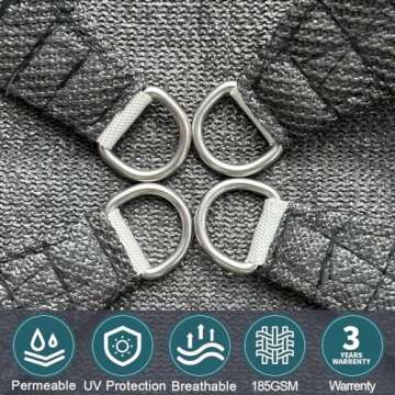 Lehood Sun Shade Sail, 10'x 13' Rectangle Canopy Sail UV Block Sun Shade for Outdoor Patio Garden Backyard, Outdoor Shade Sail Gray