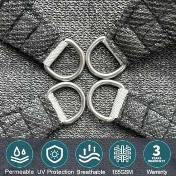 Lehood Sun Shade Sail, 10'x 13' Rectangle Canopy Sail UV Block Sun Shade for Outdoor Patio Garden Backyard, Outdoor Shade Sail Gray