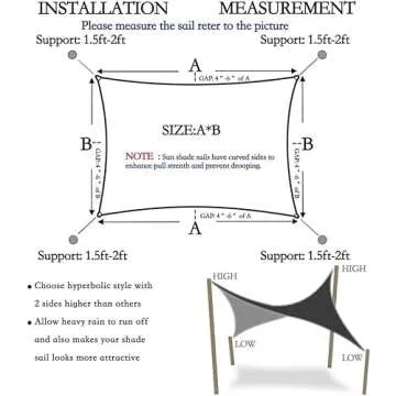 Lehood Sun Shade Sail, 10'x 13' Rectangle Canopy Sail UV Block Sun Shade for Outdoor Patio Garden Backyard, Outdoor Shade Sail Gray