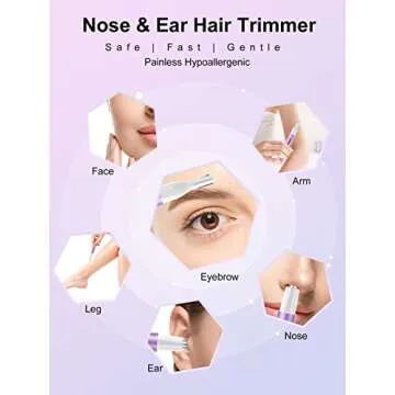 AHHFEI Rechargeable 5 in 1 Ear and Nose Hair Trimmer for Women, 2025 Professional Painless Eyebrow & Facial Hair Trimmer with Powerful Motor and Dual-Edge Blades Easy Cleansing