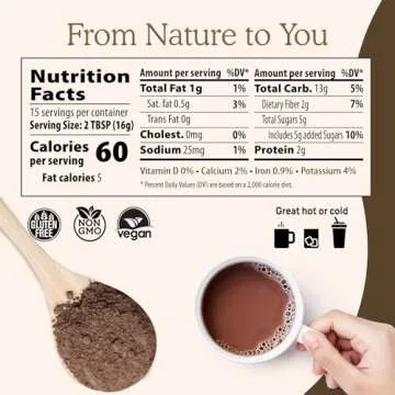 Real Mushrooms Organic Hot Chocolate Mix with 5 Defenders Turkey Tail, Chaga, Maitake, Shiitake, Reishi Mushroom - Cacao Powder Vegan Supplement, Gluten-Free, 15 Servings