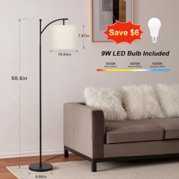 Three-Temperature 60" Floor Lamp with Adjustable Shade