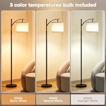 Three-Temperature 60" Floor Lamp with Adjustable Shade