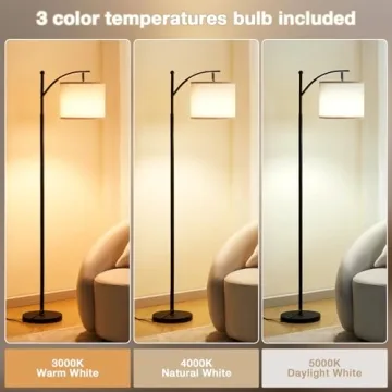 Three-Temperature 60" Floor Lamp with Adjustable Shade