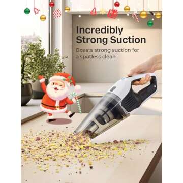 Handheld Vacuum Cleaner, Powerful Suction Portable Lightweight Hand Held Vacum Cordless with 25-30Mins Long Runtime Rechargeable Battery Quick Charge for Home Car Carpet Stairs Pet Hair Cleaning