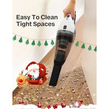 Handheld Vacuum Cleaner, Powerful Suction Portable Lightweight Hand Held Vacum Cordless with 25-30Mins Long Runtime Rechargeable Battery Quick Charge for Home Car Carpet Stairs Pet Hair Cleaning