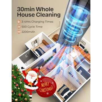 Handheld Vacuum Cleaner, Powerful Suction Portable Lightweight Hand Held Vacum Cordless with 25-30Mins Long Runtime Rechargeable Battery Quick Charge for Home Car Carpet Stairs Pet Hair Cleaning