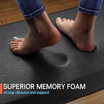 FEATOL Anti Fatigue Mats for Standing, 9/10 Extra Thick Ergonomic Standing Desk Mat, Comfort & Durable Memory Foam Standing Mat at Home,Office All Day (20" x 32", Black)