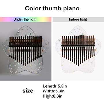 Beveetio Clear Kalimba Thumb Piano With Eva Protective Case, Transparent Crystal Kalimba 17 Key, Mus...