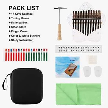Beveetio Clear Kalimba Thumb Piano 17 Key Musical Gift