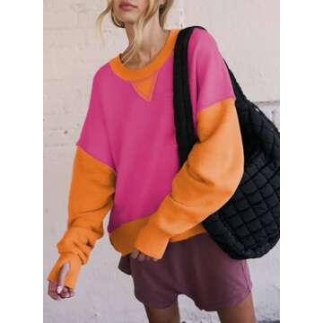 SHEWIN Sweatshirt for Women Fashion 2024 Casual Long Sleeve Shirts Loose Crewneck Pullover Sweatshir...