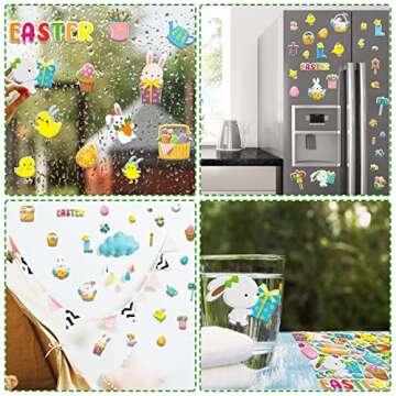 Easter 3D Puffy Sticker Play Set Kids 2-4 Toys Sticker Easter Activity Book Window Clings for Toddlers Happy Easter Supplies 100 Reusable Puffy Decals 2 Fold-Out Spring Bunny Scenes