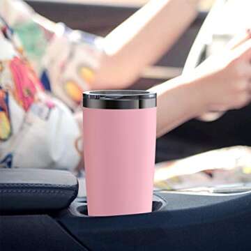 Umite Chef 20oz Stainless Steel Tumbler with Lid, Double Wall Vacuum Insulated Travel Mug Tumbler with Straw, Durable Insulated Coffee Mug for Hiking, Camping & Traveling(Pink)