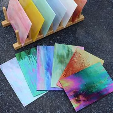 LITMIND 12 Sheets of Iridescent Stained Glass Variety Pack for Unique Crafts and Art Projects