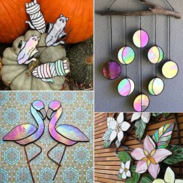 LITMIND 12 Sheets Iridescent Stained Glass for Crafts