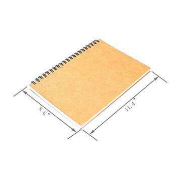 BGJRBY Spiral Sketch Book Large Notebook（Built-in drawing board） Kraft Cover Blank Sketch Pad Wirebound Sketching for Drawing Painting 8.6x11.4-Inch (1 Pack) 200 Pages, 100 Sheets