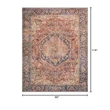 Loloi Layla Collection, LAY-08 Red/Navy 7'-6" x 9'-6" .13" Thick, Area Rug, Soft, Durable, Vintage I...