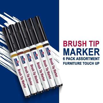 Mohawk Finishing Products Wood Stain Brush Tip Markers Furniture Touch Up Kit, Assorted Colors ‎M265-2202, 6 Pack