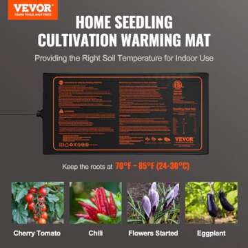 VEVOR 10"x 20.75" Seedling Heat Mat 1 Pack, MET-Certified, Waterproof, for Indoor Germination, Garde...