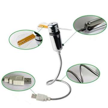 InKach Mini USB Fan with LED Clock Display for Home & Office