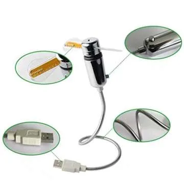 InKach Mini USB Fan with LED Clock Display for Home & Office