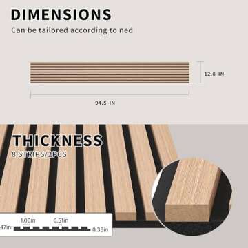 POHARE Wood Slat Wall Panels, 2 Pack Accent Decorative Acoustic Wood Slats for Wall and Ceilings, Ac...
