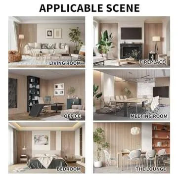 POHARE Wood Slat Wall Panels, 2 Pack Accent Decorative Acoustic Wood Slats for Wall and Ceilings, Acoustic Panels for Interior Wall Décor on Felt Back Board, Oak, 8 x 1 ft