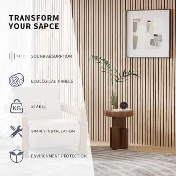 POHARE Wood Slat Wall Panels, 2 Pack Accent Decorative Acoustic Wood Slats for Wall and Ceilings, Acoustic Panels for Interior Wall Décor on Felt Back Board, Oak, 8 x 1 ft