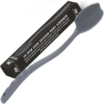 Avilana Long Handle Silicone Body Scrubber – 19-Inch Dual-Sided Design for Gentle Cleansing and Ex...