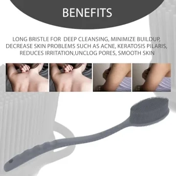 Avilana Long Handle Silicone Body Scrubber with Dual Sides