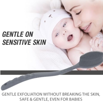 Avilana Long Handle Silicone Body Scrubber with Dual Sides