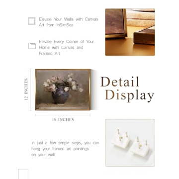 Vintage Botanical Canvas Wall Art Framed Floral Print