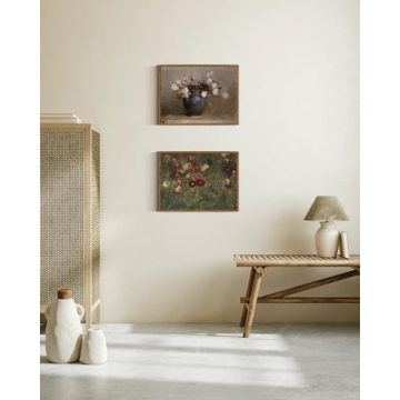 Vintage Botanical Canvas Wall Art Framed Floral Print