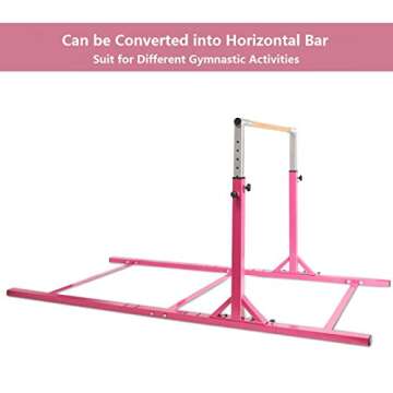 Costzon Double Horizontal Bars, Junior Gymnastic Training Parallel Bars w/ 11-Level 38-55" Adjustabl...
