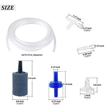 WishLotus Fish Tank Air Pump Accessories, Aquarium Air Pipe Set with 6.5 Feet Oxygen Tube, Air Stone, Check Valve, Suction Cup and Connecting Pipe for Aquarium Air Pump (B)